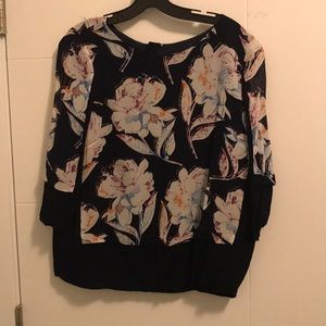French Connection navy blouse with floral design